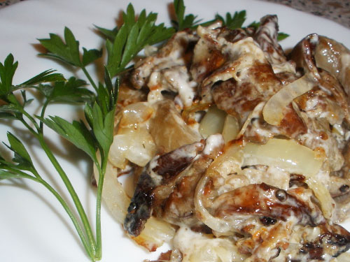 Aubergine med champignon smag